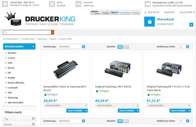 Zdroj: Druckerking.de. Samsung Xpress M 2022.